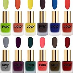 Volo Velvet Dull Matte Bold Colors Nail Polish Combo in Wholesale Rate(Parrot Green, Orange, Yellow, Dark Coffee, Blue, Coral, Grey, Light Wine, Dark Green, Neon Orange 96 ml) Pack of 12-image-48