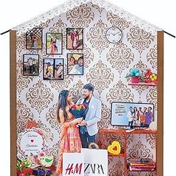 PRASA ART Unique Wooden House Shape Wall Mount Customised 3D Photo Frame Multicolour Theme | Trending Gift For Birthday, Anniversary, Couple Gift, Mom - Dad (share order id & Photos - 9099180972)-image-2