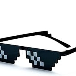 Eitheo Unisex Rimless Deal with Thug Life Square Sunglass with Polygonal 8 Bits Style Pixel and Nose Pad (Black Lens) (1, Fashion Thuglass)-picture-20