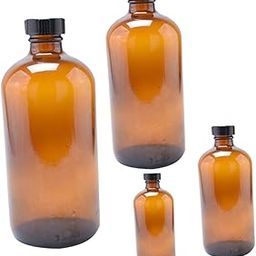 Hohopeti 4pcs Amber Glass Reagent Bottle Refillable Glass Bottles Screw Caps for Perfumes Cosmetics-image-7