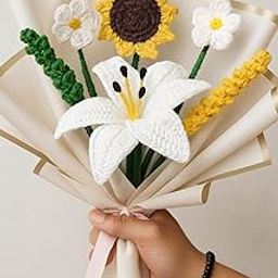 Premium Handmade Crochet Flower Bouquet with Sunflower, White Lily & Daisies | Eco-Friendly Gift for Home Decor, Birthdays, Anniversaries & Festive Occasions, Gift For Her, Gift For Him,-image-29