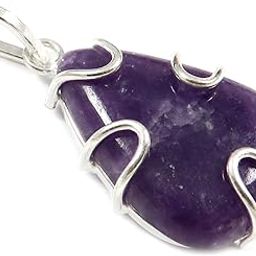 Goyal Craft Lepidolite Natural Gemstone Silver Plated Men and Women 1.5" PendantJewelleryGPDA-25-image-16