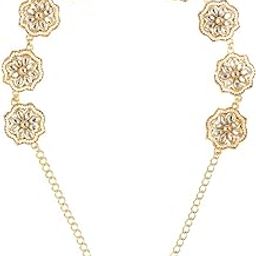 yellow chimes Hair Band for Women Traditional Headband Gold Plated Kundan Studded Hairband Matha patti Jewellery Necklace for women and Girls-picture-4