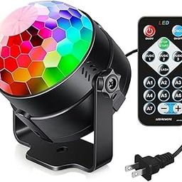 LACOLANE Sound Activated RGB Disco Ball Party Light with Remote – 16-Color LED Strobe DJ Light for Home, Birthday, Christmas, Karaoke & Club Decorations (1 Pack)-31