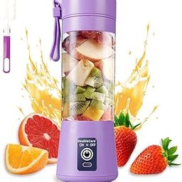 DoubleCare Polycarbonate Portable Blender Cup, Electric USB Juicer, Mini Blender for Shakes and Smoothies, Juice, 380Ml, Six Blades for Great Mixing, Light Purple, 2000 Watts-picture-29