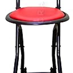 CRAFTSPEN - New 24-inch Seating Height Strong Heavy Duty Folding Stool Chair with Foot Rest & Higher Height for Women Kitchen/Office/Breakfast/Bar & Club/Padded RED (Set of1, Metal)-picture-11
