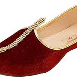 Ramraj Men's Ethnic Maroon Velvet Wedding and Sherwani Mojaris,Jutti-image-16