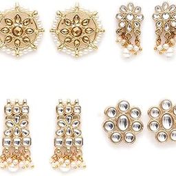 karatcart Set of 4 Handcrafted Kundan Earrings Combo for Women (33010332)-picture-22