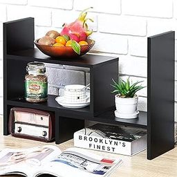 UniShop Adjustable Multipurpose Desk Organizer Display Bookshelf for Office, Home, Kitchen (Brown)-image-22