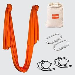 The Yogis Aerial Yoga Hammock Aerial Silk Yoga Swing for Antigravity Yoga, Inversion Exercises, Improved Flexibility & Core Strength - Extension Straps, Carabiners (orange)-image-55