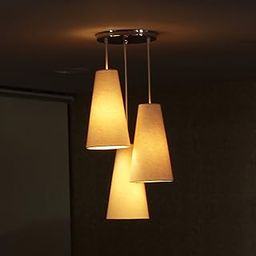 Craftter Set of 3 Handmade Textured Light White Color Fabric Cone Shape Hanging Lamp for Living Guest Waiting Reception and Bedroom Decorative Floor Lighting-image-49