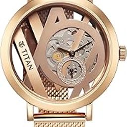 Purple Abstract Quartz Analog Rose Gold Stainless Steel Strap for Women-95228WM01-image-40