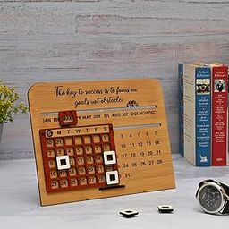Gift Kya De Wooden Lifetime Infinite Motivational Quote 3D Desk Table Calendar for office/home (‎Bamboo)(Made in India)-16