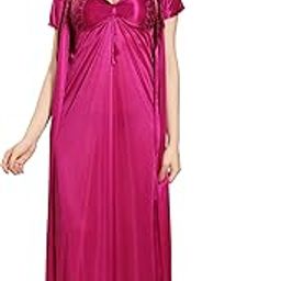 Women's Satin Solid Maxi Length Nighty with Robe (Size - Free Size) (Nightwear Set Pack of 2)-image-21