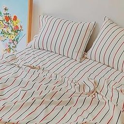 SleepyCat Duvet Cover, 100% Cotton 200TC Percale Combed Yarn, with Corner Ties & Coconut Button Closure, Oeko-TEX & AZO Free, (Single Size, 90x60 inches) Sailor Stripes-image-29