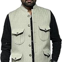 ROCKSY Nehru Jacket, Bandi Modi Koti for Men, Cotton Waistcoat for All Occasion: Diwali, Wedding, Ethnic, Office Party, Formal and casual Look, Color Navy Blue, Size 38-image-25