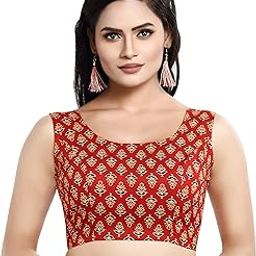 Womens Pure Cotton Floral Print Sleeveless Readymade Saree Blouse-picture-56