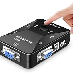 2 Port KVM Switch USB 2.0 KVM Switch Box to Control up to 2 Computers 2 in 1 Out Switch USB Keyboard Mouse Sharing Device for Computer, PC, Laptop, Desktop, Monitor, Printer, Keyboard, Mouse Control Computer Sharing Video Mouse Keyboard Monitor-4