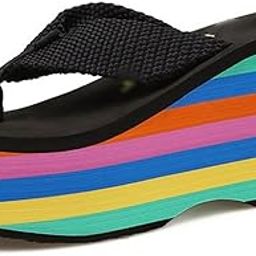 Women's High Heels And Slippers Women High Heels Flip Flop Wedge Slippers Women Summer Heels Platform Slippers Flip Flops Womens Black Slides-image-0