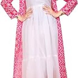 Women's Gorgette Regular Fit Full Length Frock Dress and Printed Shrug with Elegant Design for Wedding, Parties, Traditional, Festivals, Family Functions (S,M,L,XL,XXL,3XL)-image-86