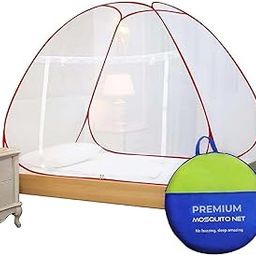 Premium Mosquito Net for Single Bed | Foldable Machardani | Polyester Strong 30GSM mesh | PVC Coated Corrosion Resistant Steel Wire - Red. SH-7711-image-62