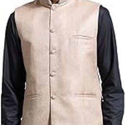 Men's Jute Nehru Jacket - Jute Fabric Solid, Mandarin Collar, Sleeveless Design, Button Closure & Welt Pocket, Timeless Style & Versatility-47