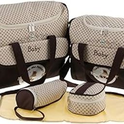 5pcs Baby Diaper Nappy Changing Mat Bags Tote Mummy Handbag Coffee-image-63