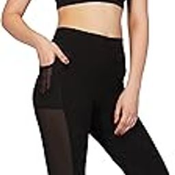 Imperative Women Slim Fit High Waist Gym Workout Tights with 2 Phone Pockets| Mesh Inserted 4 Ways Stretchable Scoot Proof Yoga Leggings (Black, M)-image-1
