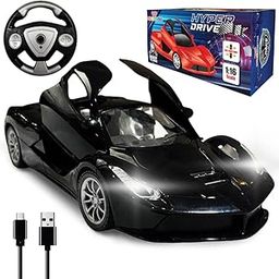 Wembley High Speed Rechargeable Remote Control RC Car for Kids with Openable Doors LED Lights Super Sports Racing Car Toy | Birthday Gift for Boys – Black-10