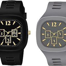 Black & Gray Latest Black with Black Super Stylist Designing Analog Quartz Wrist Watch for Men & Women | Stylish Watch for Casual Formal Outfit, Wedding, Meeting-image-22