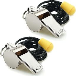 Hipat Whistle, 2 Pack Stainless Steel Sports Whistles with Lanyard, Loud Crisp Sound Whistles Great for Coaches, Referees, and Officials-image-58