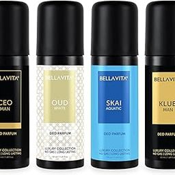 Bella Vita Luxury Unisex Body Parfum Spray Deo Travel Gift Set, Pack Of 4 X 50Ml With Lemon Blackcurrant Lavender & Bergamot No Gas Long Lasting Fragrance Deodorant-22