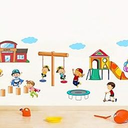 Decal O Decal Vinyl Kids Playing Activities Wall Tile Fridge Sticker (Multicolour, 62.99 x 0.39 x 23.62 Inches)-image-90