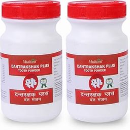Multani Dant Rakshak Plus Tooth Powder | For Treatment of Gums and Teeth Ailments | Bleeding Gums bad Odour from Mouth | 100 Gm (Pack of 2)-image-60