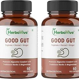 HerbaVive Good Gut Digestive Support Supplement with Triphala, Fennel and Ginger - 60 Veg Capsules (Pack of 2)-12