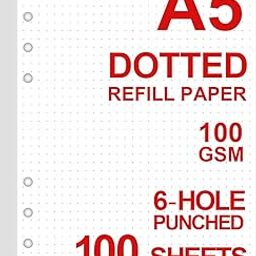 A5 Dot Grid Refill Paper, 6 Hold Punched, 100gsm White Paper…-26