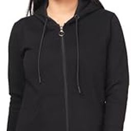 Winter Wear Solid Zipper Full Sleeve Fleece Pullover Hoodies for Women's (651Black)-image-11
