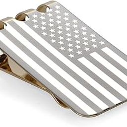 Money Clip Spring Steel Cash Clips Large Capacity Minimalist Front Pocket Wallet, 18k Gold Engraved Flag, 2.42*1.38*0.49 inches-image-67