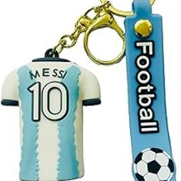 Eleonora Messi 10 Argentina Football Soccer Jersey Keychain with Soccer Ball Tag, Light Blue and White-image-23