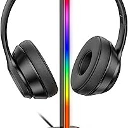 New bee RGB Headphone Stand Desk Gaming Headset Holder with 7 Light Modes and Non-Slip Rubber Base Suitable for All Earphone Accessories(Black)-picture-0