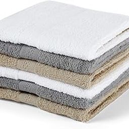 R.F. Pure Cotton Face Towel Set of 6 450 GSM Soft, Plush and Highly Absorbent (Size: 12 x 12 Inch, Grey, White and Tan)-9