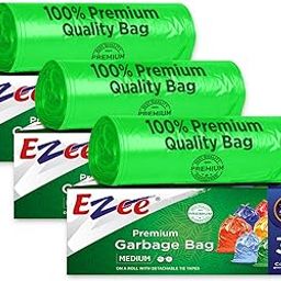 Ezee Flat Medium Garbage Bags (19 X 21 Inches) - Pack of 3/90 Pieces - 30 Pieces Each Pack, black (EZ-FLG-M-03)-21