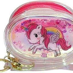 Unicorn Mini Coin Purse Keychain Best Return Gift Set for Girls, Transparent Zipper Coin Pouch Bag Purse with Key Chain Clip for Women Girls (1pcs)-picture-23