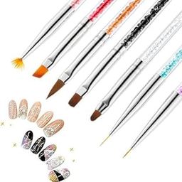 Levin 7pcs Acrylic Nail Brushes UV Gel 3D Nail Art Design Painting Drawing Liner Pen Set with Acrylic Rhinestone Handle Beautiful Nail Tools-image-40