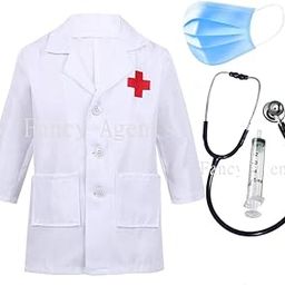 Fancy Agents Doctor Dress for kids |surgeon dress| Kids' Doctor Costume Set with Stethoscope, Mask, and Injection for School Annual Functions, Role Play, and Special Events-picture-29
