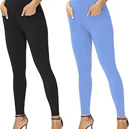 brand flex Women Slim Fit Lycra Stretchable Pocket Jeggings,Ankle Length Jegging,Multicolour Jegging Combo of 2 Pack-picture-38