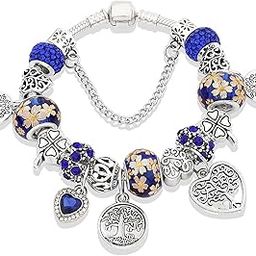 Charismatic Charms Bracelets for Women Murano Glass Crown and Leaf Charm Bracelet For Girls-image-5