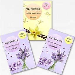 Anu Sparkle Organic Air Freshener Pack of 3 Bathroom Freshener For Toilet long lasting fragrance,100% Natural (Lavender/Vanilla/Lavender)-image-78