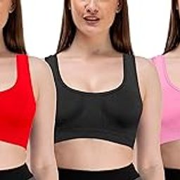 Women's Cotton Non Padded Non-Wired Sports Bra (Pack of 3)-picture-53