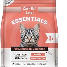 BARK OUT LOUD - Essentials Cat Dry Food | Fresh Fish & Chicken | Hairball Control | Taurine| Antioxidants | Prebiotics -No Preservatives & Sugar Kibbles for Adult Cat (1kg)-image-43